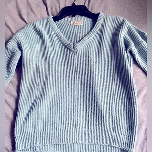 poof apparel light blue sweater